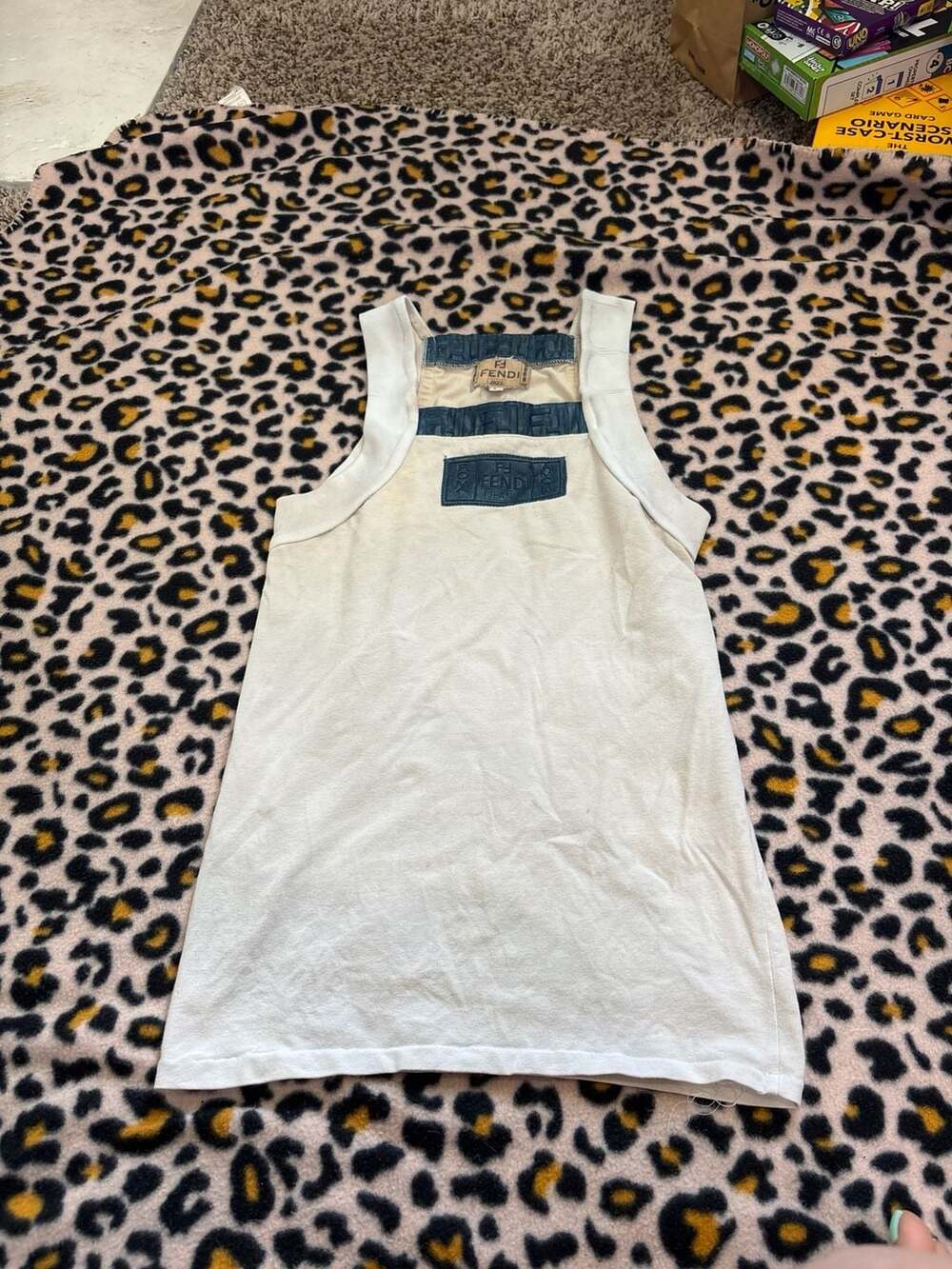Vintage Fendi Jeans Roma Amor Tank Top Size L - Picture 2 of 4